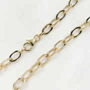 14K Solid Hollow Gold Flat Oval Link Chain